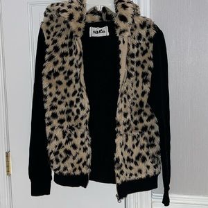 Animal print zip-up hoodie
